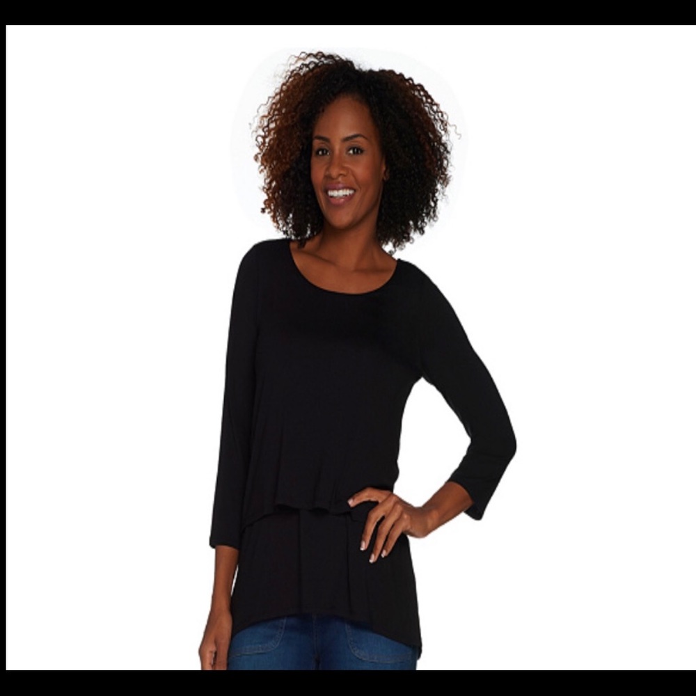 A302582 Joan Rivers Jersey Knit Top 3/4 Sleeves